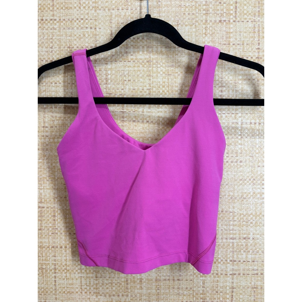 Lululemon Align Tank Top Women 2 Nulu Cropped Shelf Bra Pink LW1DUDS